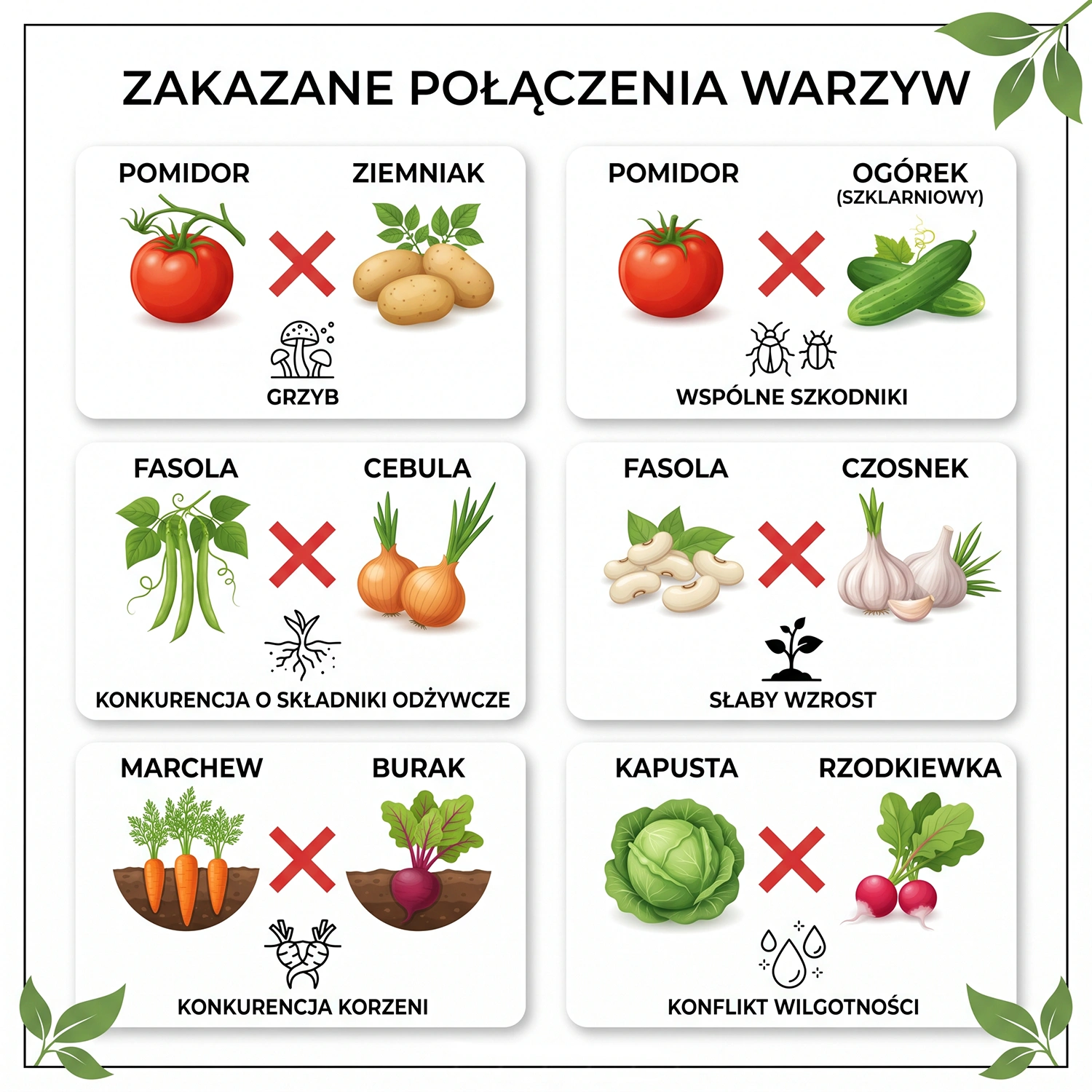 Zakazane połączenia warzyw w ogrodzie i na grządkach
